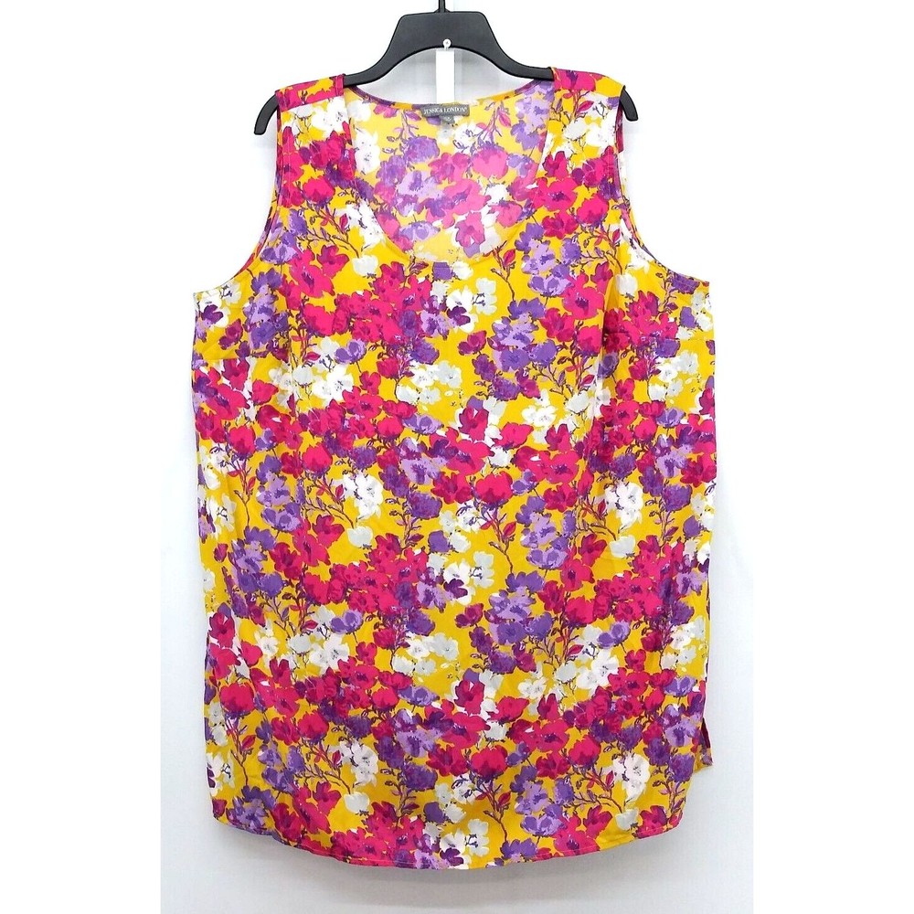 Jessica London Shirt Womens 24W Pink Floral Sleeveless Camisole Blouse